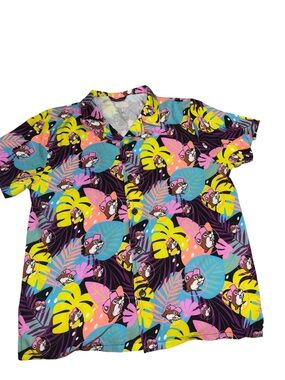 Kids Short Sleeve Button-Down Shirt - Multicolor Tropical Print